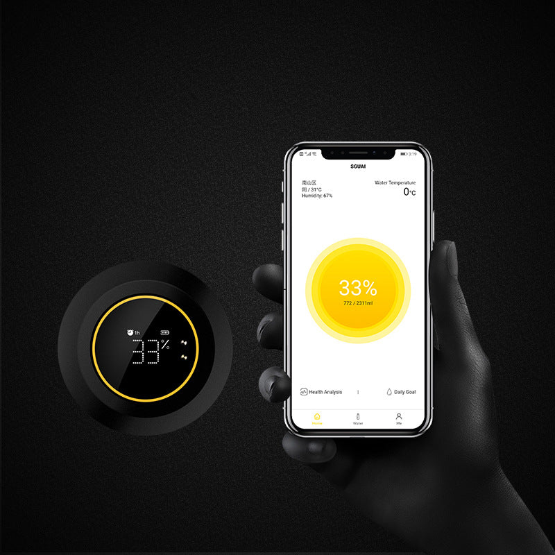 Smart device and smartphone displaying a health app on a black background